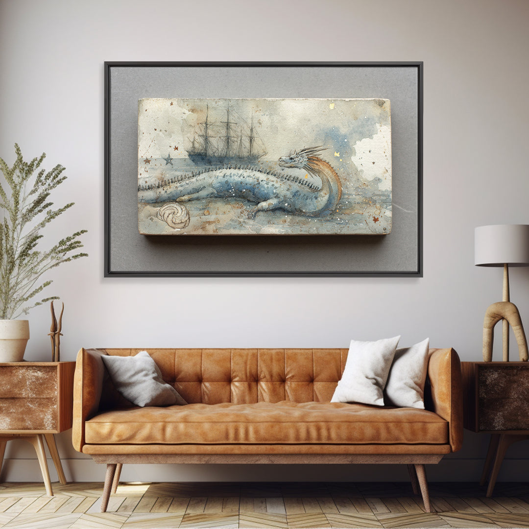 Ancient Map Landscape Framed Canvas Print, Fantasy Art, Final Fantasy Art, Living Room Decor, Watercolor Art, Mythic, FAN-3x2-41