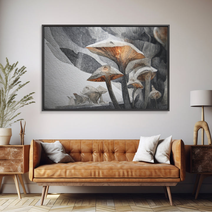 Forest Spirit with Antlers and Glowing Eyes Framed Canvas Print, Fantasy Art, Gallery Decor, Living Room Decor, Mythic, FAN-3x2-64