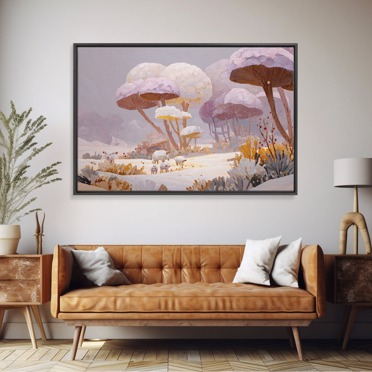 Crystal Cave with Luminous Blue Reflections Framed Canvas Print, Fantasy Art, Dragon Art, Living Room Decor, Oil Painting, FAN-3x2-82