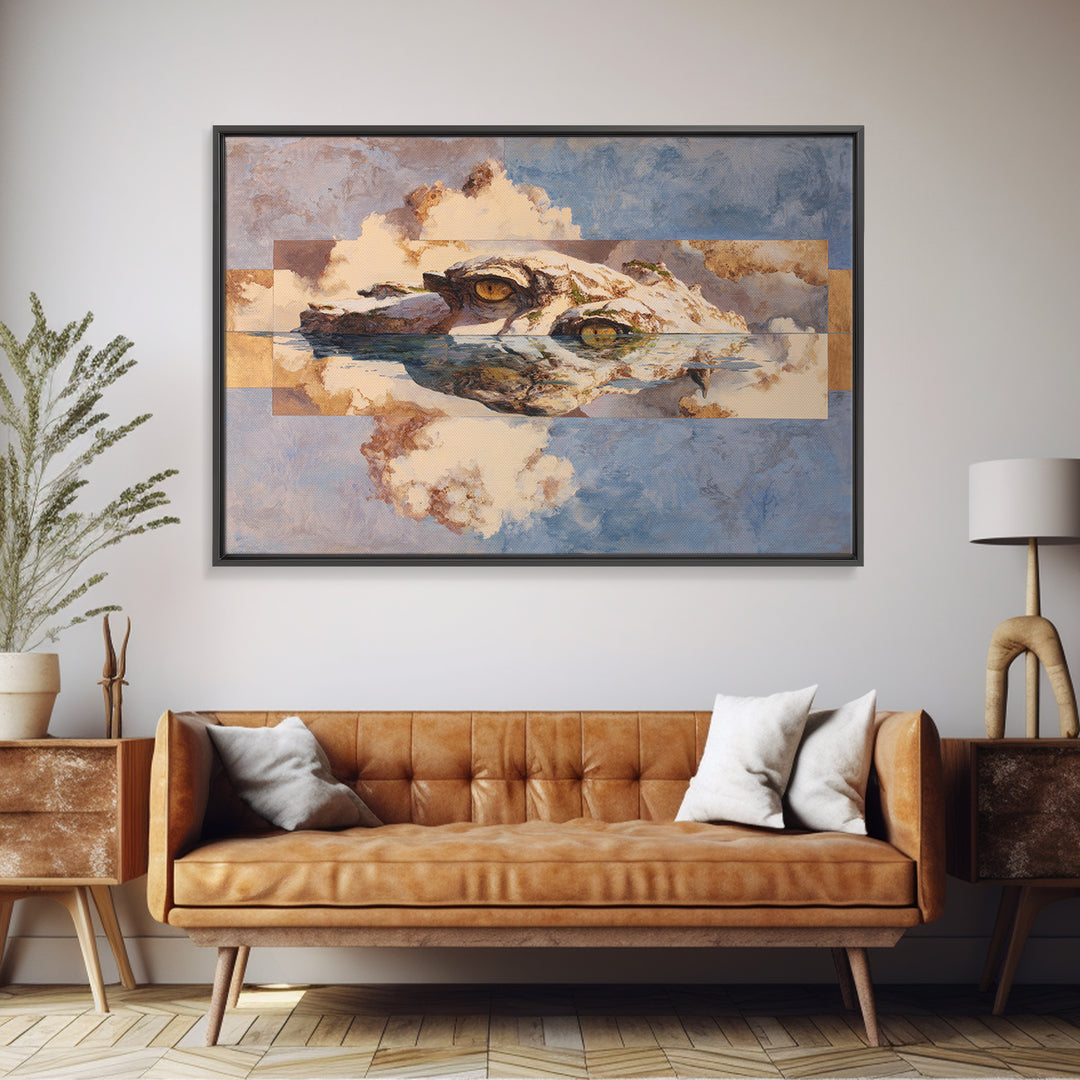 Golem Made of Vines and Old Stone Framed Canvas Print, Fantasy Art, Digital Painting, Living Room Decor, Watercolor Art, Mythic, FAN-3x2-97