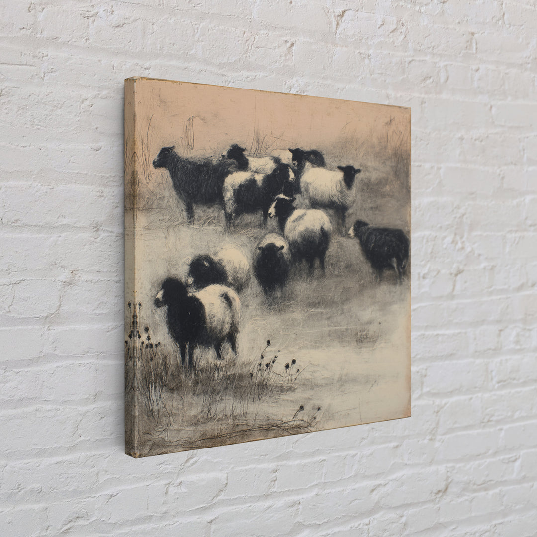 Rustic Barn in Golden Field Light Framed Canvas Print, Farmhouse Art, Sage Green Wall Art, Farmhouse Decor, Fine Art, Harvest, FAR-1x1-2