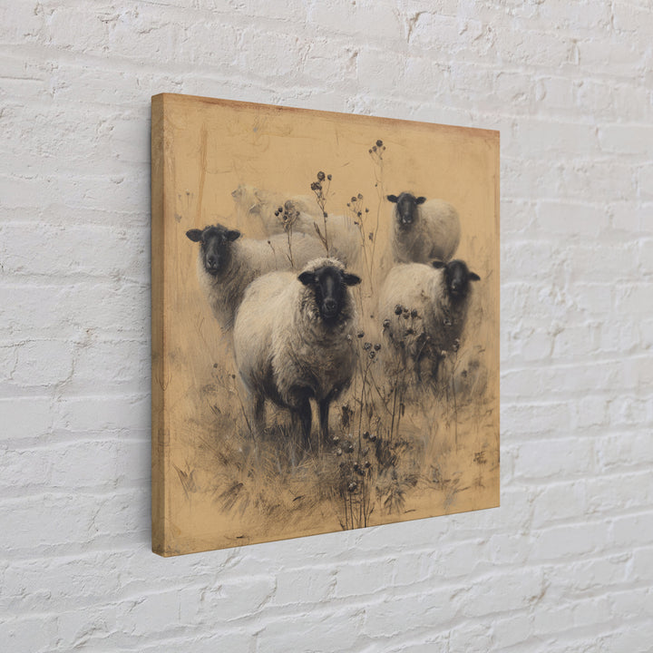 Black and White Sheep Framed Canvas Print, Farmhouse Art, Gallery Decor, Farmhouse Decor, Fine Art, Harvest, Contemporary Art, FAR-1x1-32