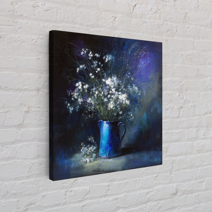 Blue Enamel Pitcher Framed Canvas Print, Farmhouse Art, Farmhouse Decor, Oil Painting, Harvest, Digital Wall Art, FAR-1x1-88