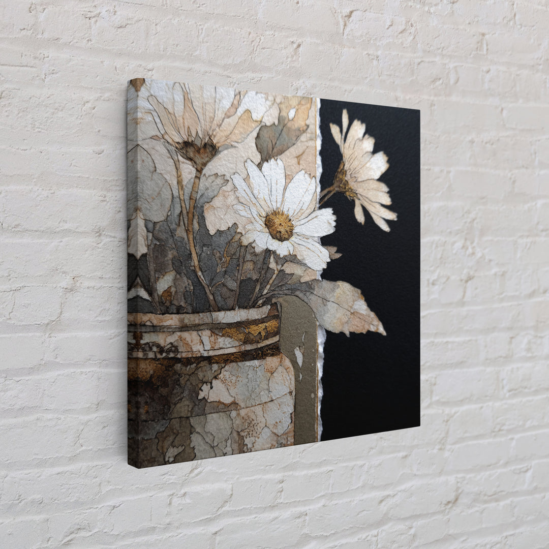 Sunflowers in a Galvanized Metal Bucket Canvas Print, Farmhouse Art, Wall Art, Farmhouse Decor, Oil Painting, Harvest, FAR-1x1-99