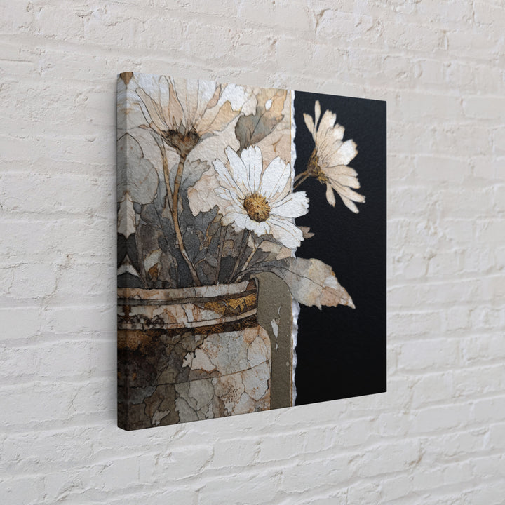 Sunflowers in a Galvanized Metal Bucket Canvas Print, Farmhouse Art, Wall Art, Farmhouse Decor, Oil Painting, Harvest, FAR-1x1-99