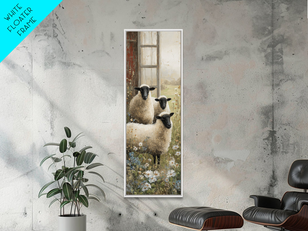 Black and White Sheep Framed Canvas Print, Farmhouse Art, Luxury Decor, Farmhouse Decor, Fine Art, Harvest, Art Prints, FAR-1x3-20
