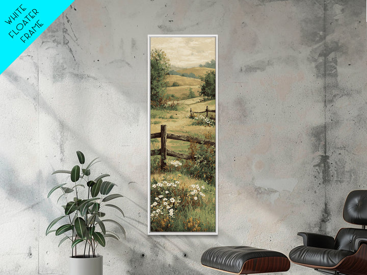 Country Landscape with Fence and Rolling Hills Canvas Print, Farmhouse Art, Floral Wall Art, Farmhouse Decor, Fine Art, Harvest, FAR-1x3-26