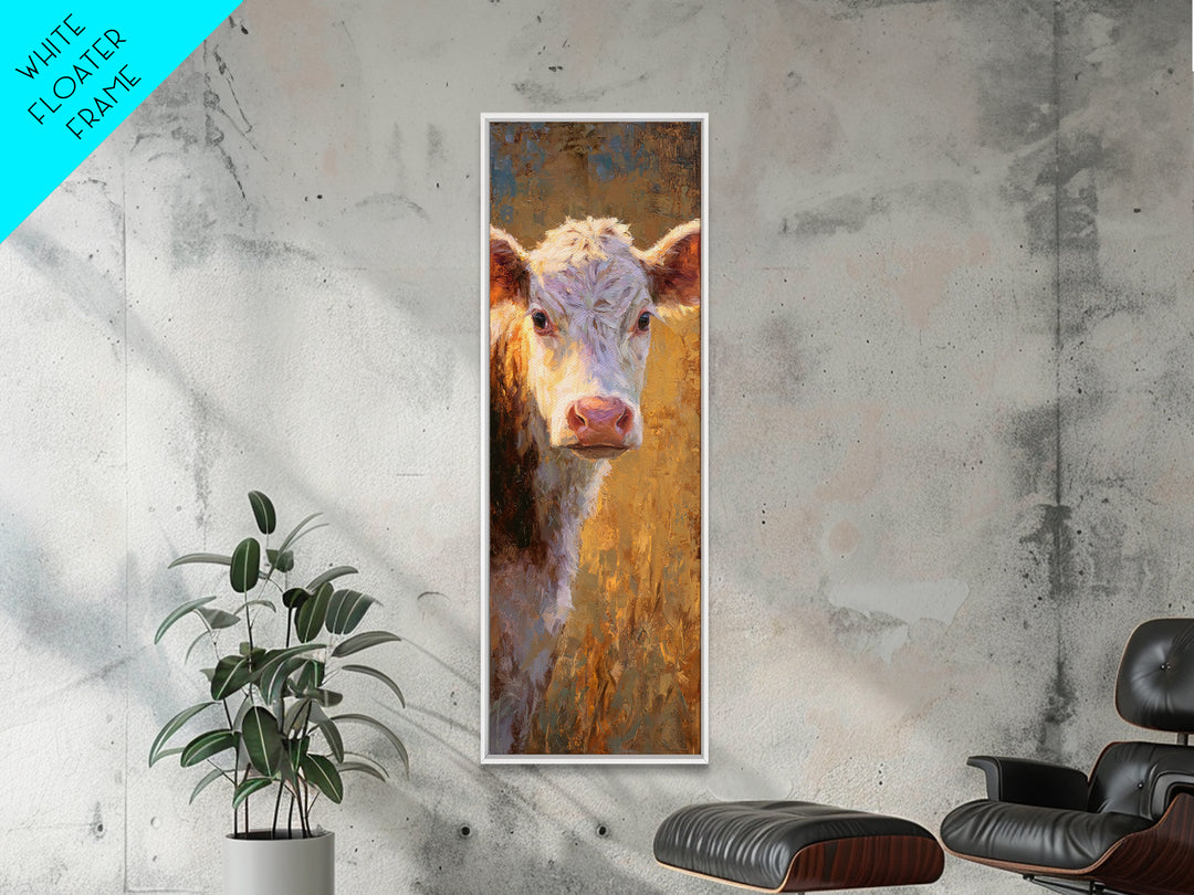 White Cow Portrait Canvas Print, Farmhouse Art, Statement Artwork, Farmhouse Decor, Fine Art, Harvest, Digital Prints, FAR-1x3-37