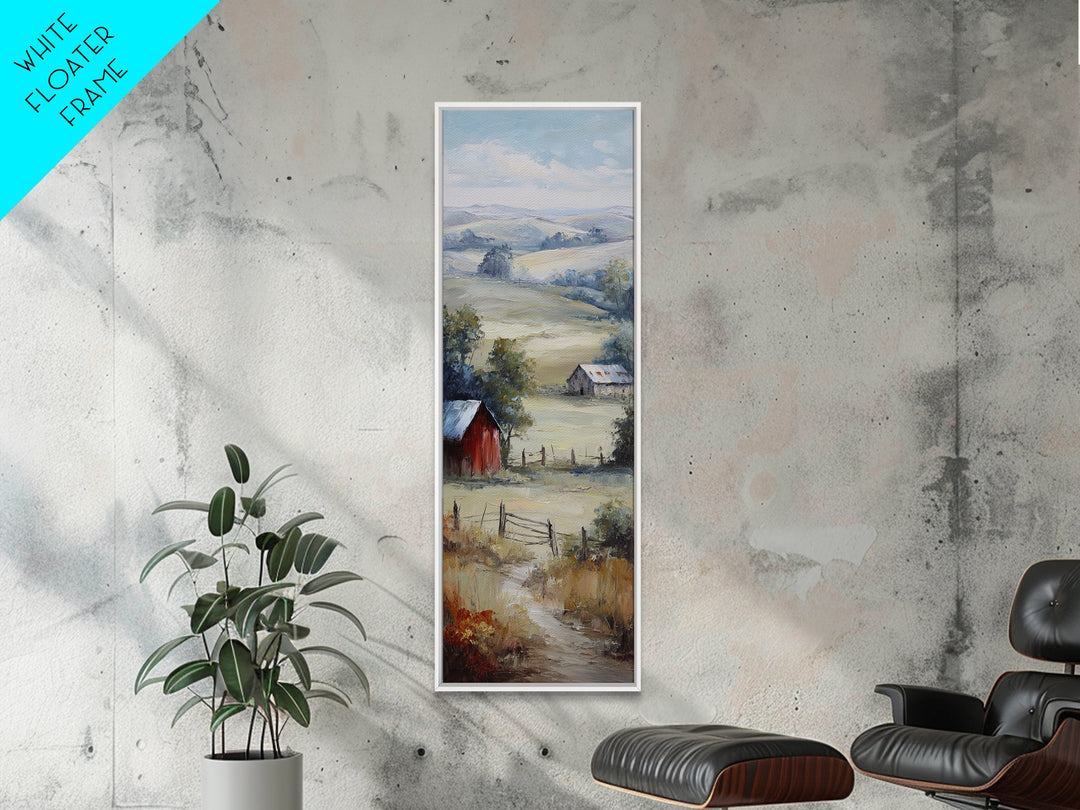 Country Landscape with Fence and Rolling Hills Framed Canvas Print, Farmhouse Art, Downloadable Art, Farmhouse Decor, Harvest, FAR-1x3-50
