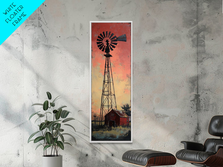 Windmill Silhouette at Sunset Framed Canvas Print, Farmhouse Art, Modern Decor, Farmhouse Decor, Fine Art, Harvest, Home Decor, FAR-1x3-53