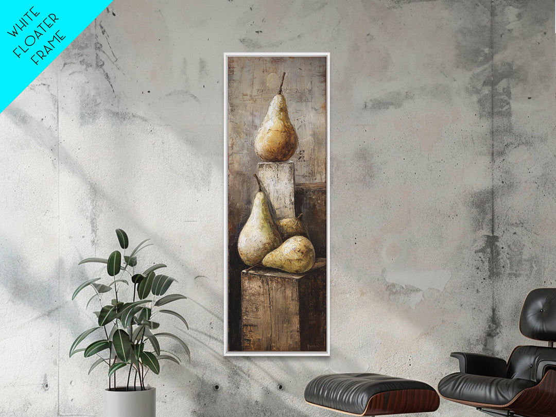Rustic Pear Still Life on Plank Wood Canvas Print, Farmhouse Art, Digital Print, Farmhouse Decor, Oil Painting, Harvest, FAR-1x3-55