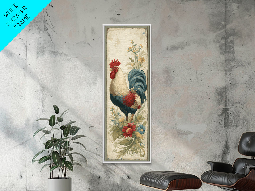 Rooster Painted in Cheerful Folk Colors Framed Canvas Print, Farmhouse Art, Digital Wall Art, Farmhouse Decor, Harvest, FAR-1x3-64