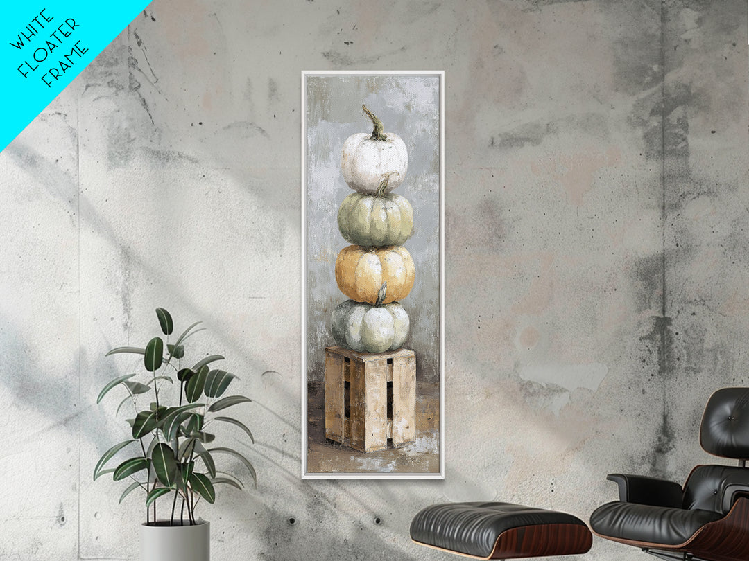 Pumpkins Stacked on a Wooden Crate Canvas Print, Farmhouse Art, Digital Prints, Farmhouse Decor, Harvest, Watercolor Painting, FAR-1x3-73