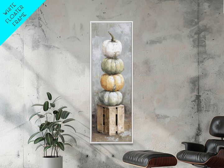 Pumpkins Stacked on a Wooden Crate Canvas Print, Farmhouse Art, Digital Prints, Farmhouse Decor, Harvest, Watercolor Painting, FAR-1x3-73