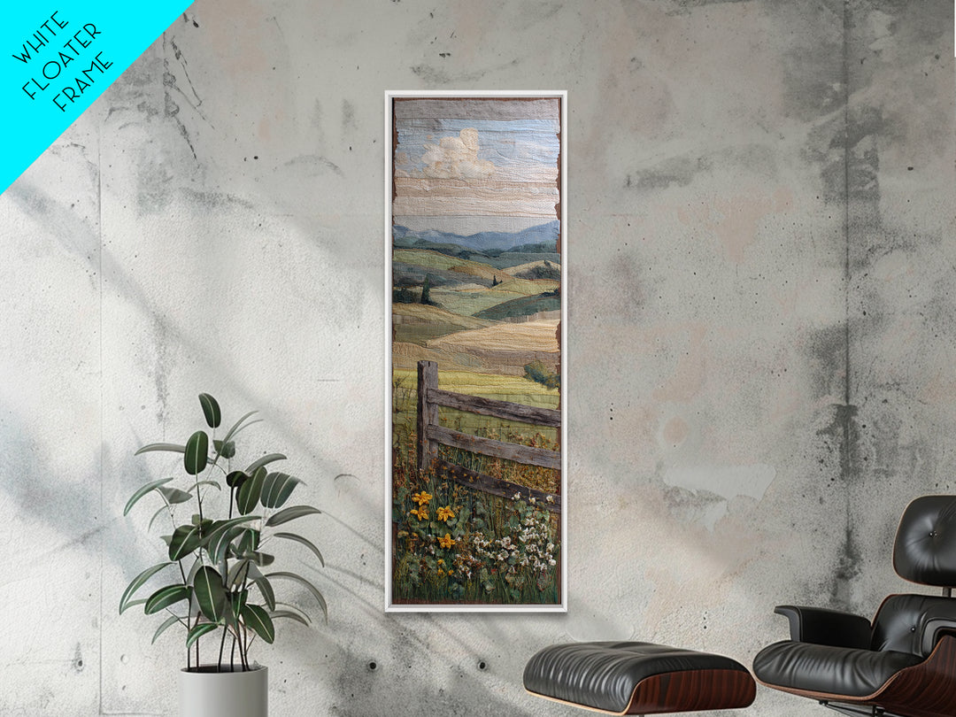 Country Landscape with Fence and Rolling Hills Framed Canvas Print, Farmhouse Art, Downloadable Art, Farmhouse Decor, Harvest, FAR-1x3-74