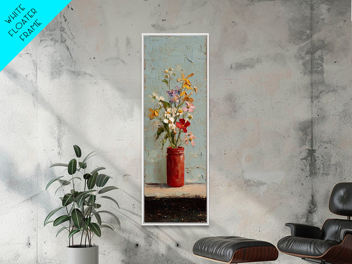 Wildflowers in a Mason Jar on Linen Framed Canvas Print, Farmhouse Art, Farmhouse Wall Art, Farmhouse Decor, Fine Art, Harvest, FAR-1x3-91