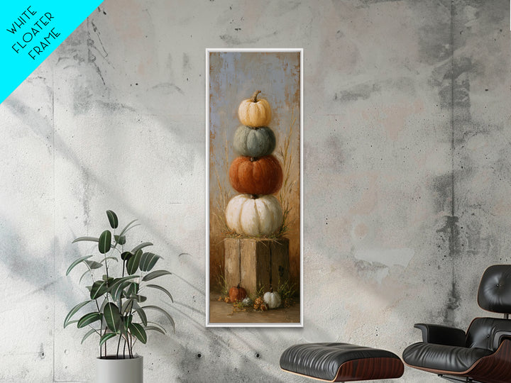 Pumpkins Stacked on a Wooden Crate Canvas Print, Farmhouse Art, Landscape Art, Farmhouse Decor, Oil Painting, Harvest, FAR-1x3-97