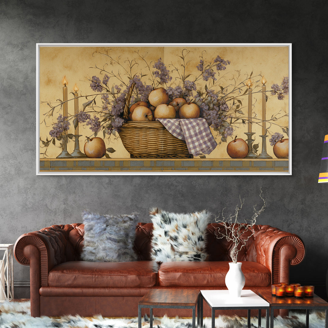 Farmhouse Wreath of Cotton Stems and Eucalyptus Canvas Print, Farmhouse Art, Digital Art, Farmhouse Decor, Fine Art, Harvest, FAR-2x1-64