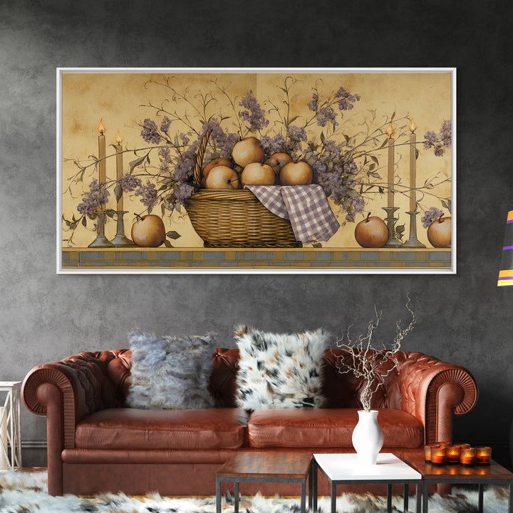 Farmhouse Wreath of Cotton Stems and Eucalyptus Canvas Print, Farmhouse Art, Digital Art, Farmhouse Decor, Fine Art, Harvest, FAR-2x1-64