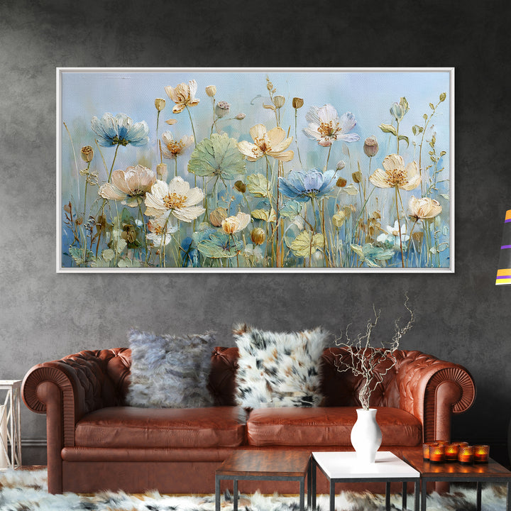 Chicken Family in a Garden Patch Framed Canvas Print, Farmhouse Art, Contemporary Art, Farmhouse Decor, Oil Painting, Harvest, FAR-2x1-83