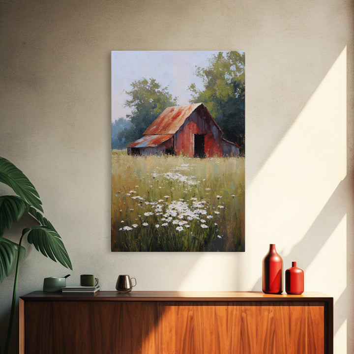 Rustic Barn in Golden Field Light Canvas Print, Farmhouse Art, Luxury Decor, Farmhouse Decor, Fine Art, Harvest, Art Prints, FAR-2x3-10