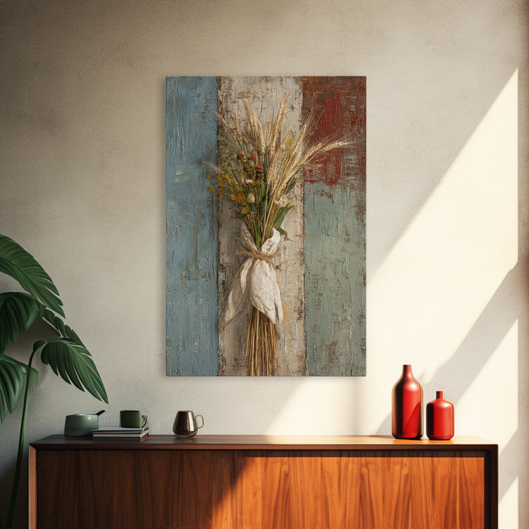 Wheat Bundle Tied Canvas Print, Farmhouse Art, Home Decor, Farmhouse Decor, Oil Painting, Harvest, Living Room Decor, FAR-2x3-66