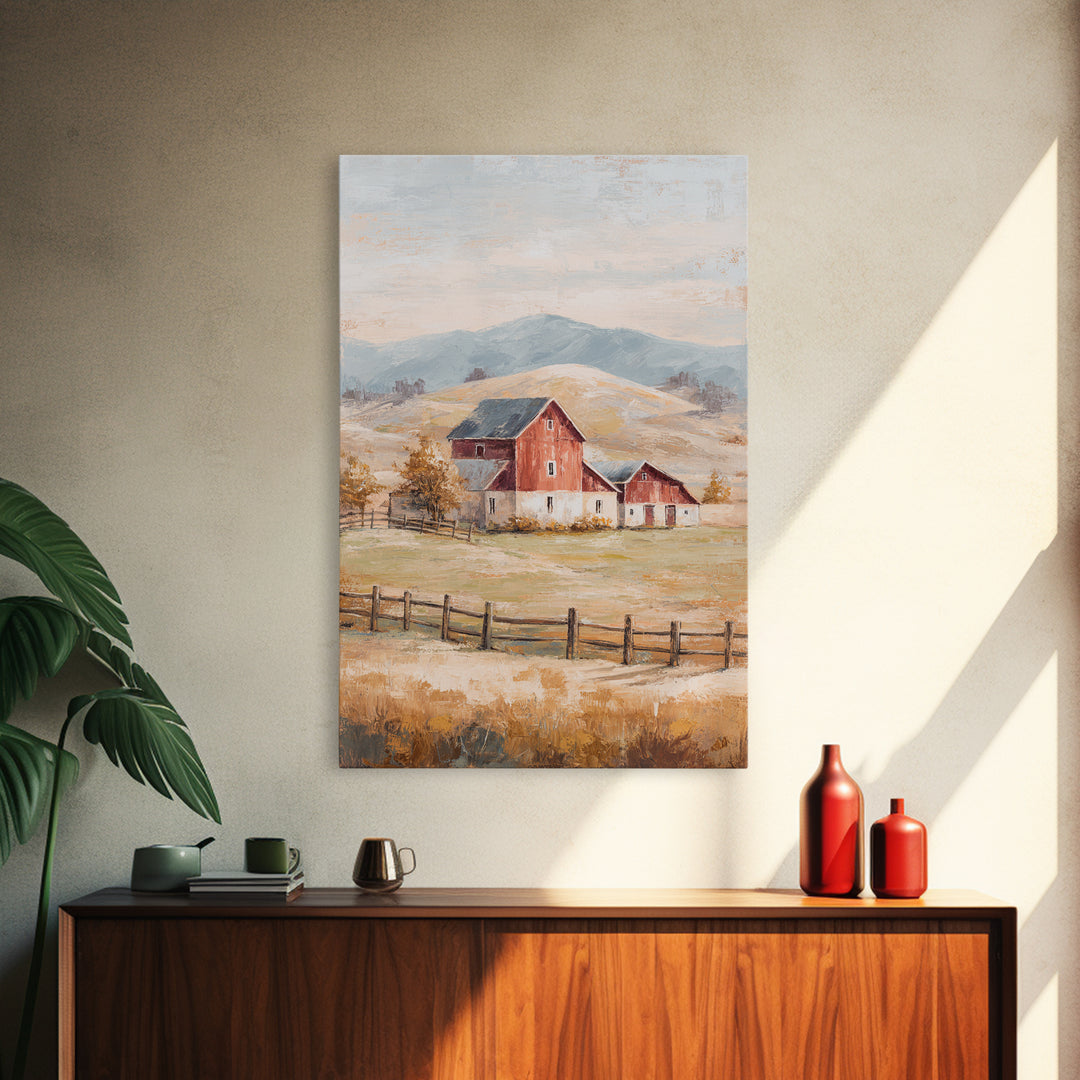 Country Landscape with Fence and Rolling Hills Canvas Print, Farmhouse Art, Printable Wall Art, Farmhouse Decor, Harvest, FAR-2x3-94