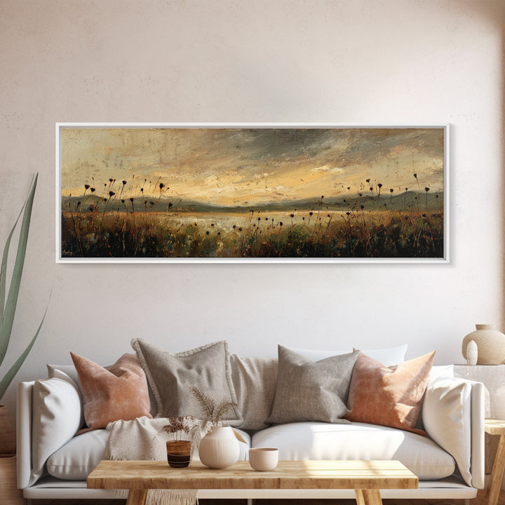 Wheat Bundle Tied Framed Canvas Print, Farmhouse Art, Digital Prints, Farmhouse Decor, Fine Art, Harvest, Watercolor Painting, FAR-3x1-2