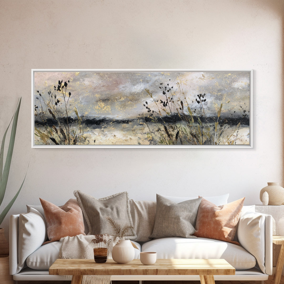 Cornfield under a Dramatic Summer Sky Canvas Print, Farmhouse Art, Gallery Decor, Farmhouse Decor, Oil Painting, Harvest, FAR-3x1-62