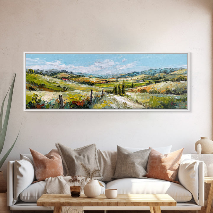 Farmhouse Wreath of Cotton Stems and Eucalyptus Framed Canvas Print, Farmhouse Art, Art, Farmhouse Decor, Fine Art, Harvest, FAR-3x1-84