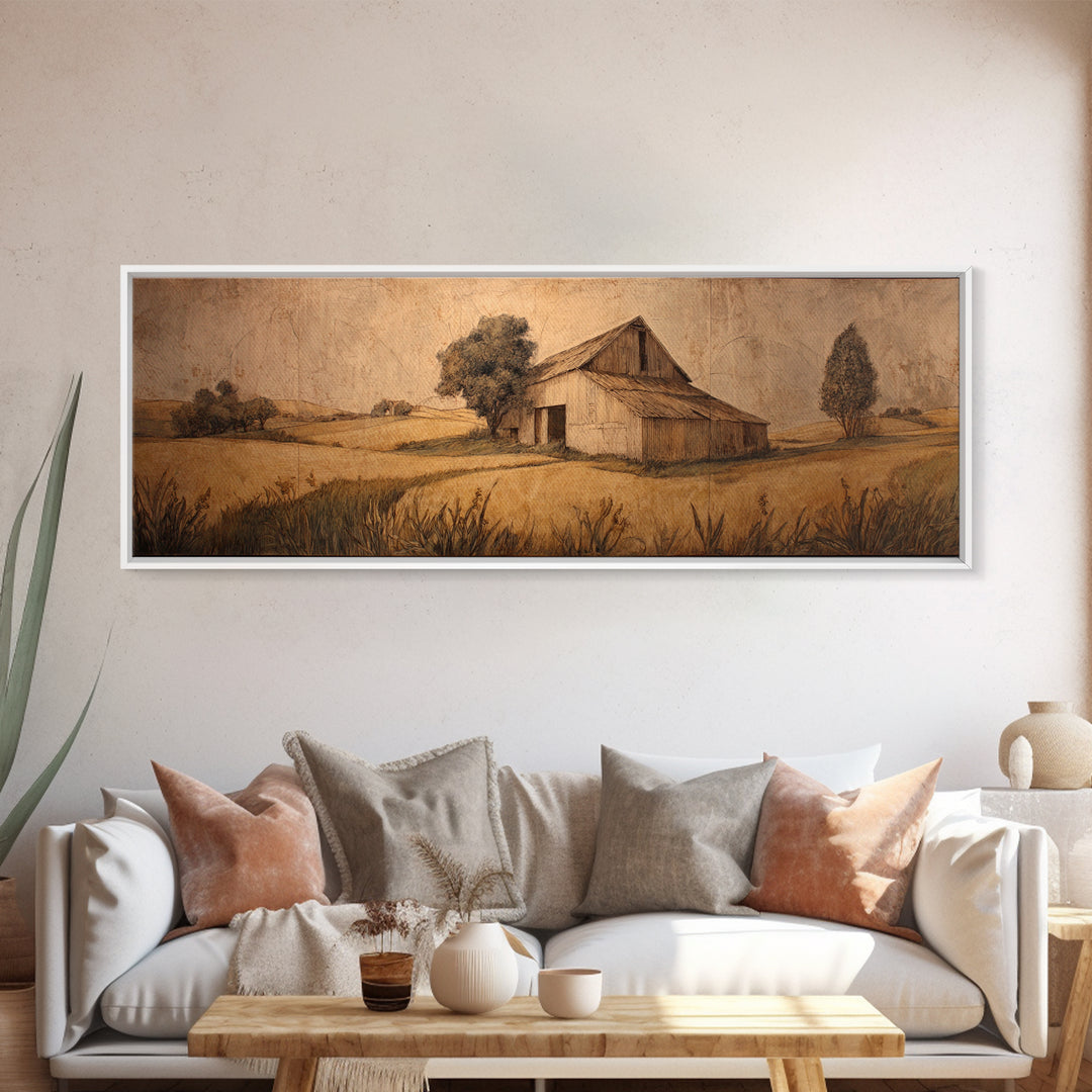 Windmill Silhouette at Sunset Framed Canvas Print, Farmhouse Art, Digital Wall Art, Farmhouse Decor, Fine Art, Harvest, FAR-3x1-9