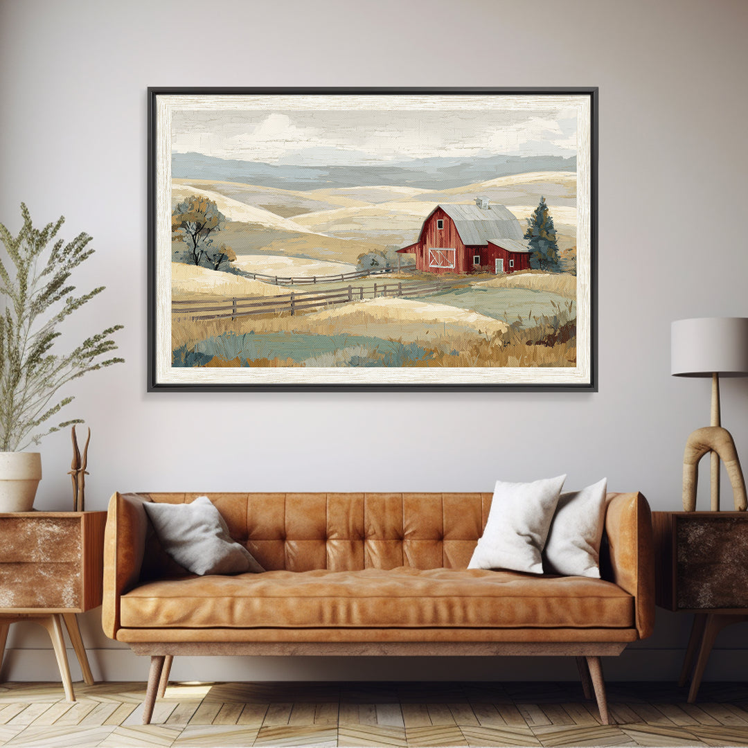 Country Landscape with Fence and Rolling Hills Canvas Print, Farmhouse Art, Farmhouse Decor, Fine Art, Harvest, Gallery Wall, FAR-3x2-42
