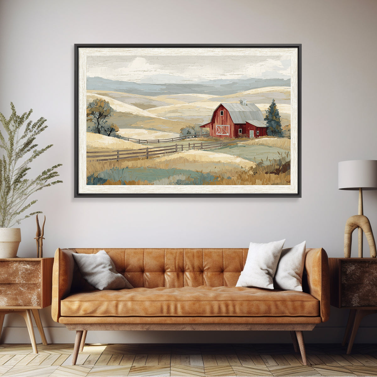 Country Landscape with Fence and Rolling Hills Canvas Print, Farmhouse Art, Farmhouse Decor, Fine Art, Harvest, Gallery Wall, FAR-3x2-42