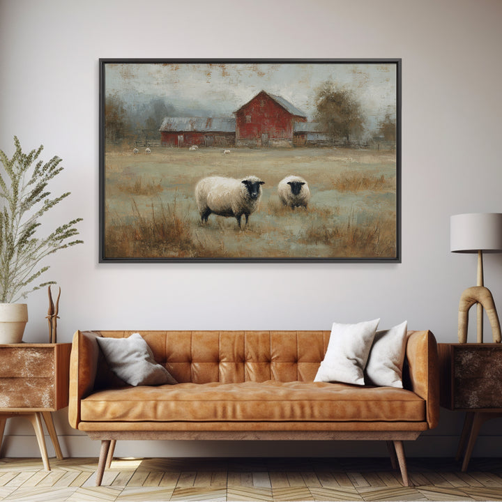 Black and White Sheep Framed Canvas Print, Farmhouse Art, Botanical Art, Farmhouse Decor, Fine Art, Harvest, Minimalist Decor, FAR-3x2-60