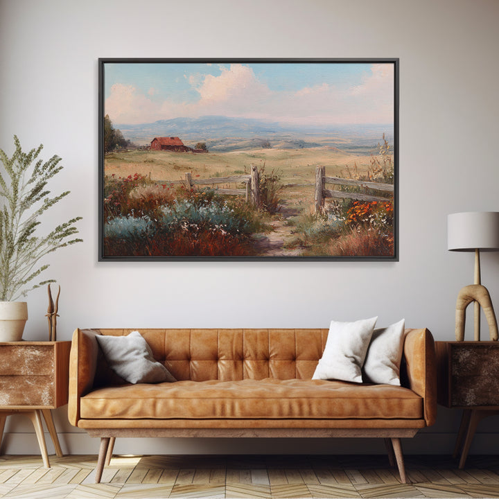 Country Landscape with Fence and Rolling Hills Canvas Print, Farmhouse Art, Farmhouse Decor, Fine Art, Harvest, Gallery Wall, FAR-3x2-66