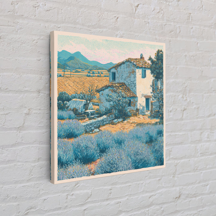 Lavender Field with Distant Stone Farmhouse Canvas Print, French Country Art, Farmhouse Wall Decor, Farmhouse Decor, Country, FCA-1x1-1