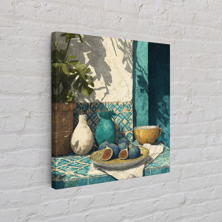 Figs on Ceramic Plate Framed Canvas Print, French Country Art, Farmhouse Wall Decor, Farmhouse Decor, Abstract Art, Country, FCA-1x1-16