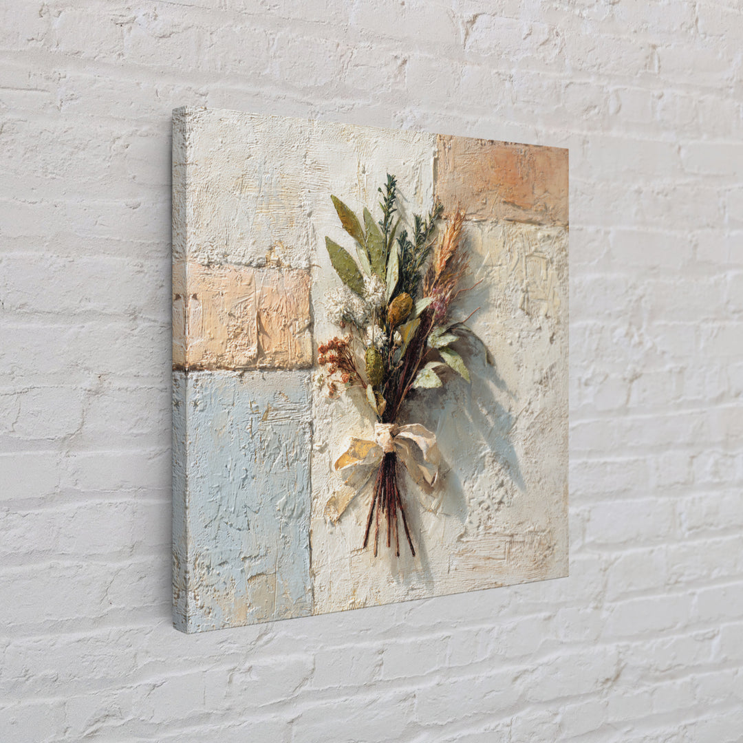 Farmhouse Kitchen Herbs Tied Framed Canvas Print, French Country Art, Digital Art Prints, Farmhouse Decor, Oil Painting, FCA-1x1-37