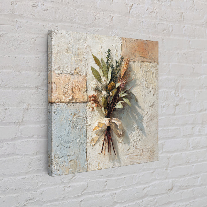 Farmhouse Kitchen Herbs Tied Framed Canvas Print, French Country Art, Digital Art Prints, Farmhouse Decor, Oil Painting, FCA-1x1-37