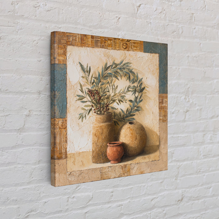 Olive Branch Wreath on Cream Ground Canvas Print, French Country Art, Farmhouse Wall Decor, Farmhouse Decor, Country, FCA-1x1-46