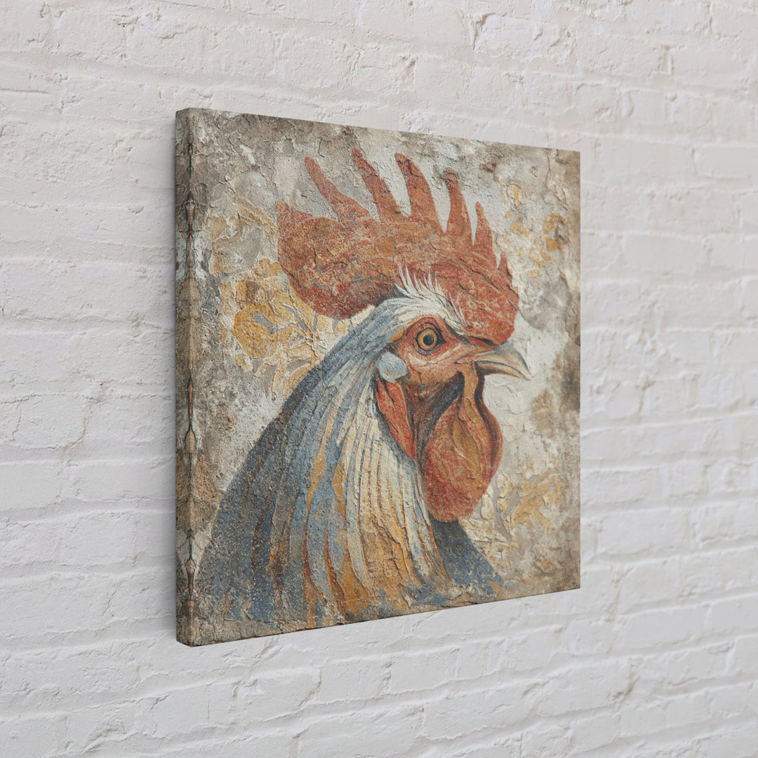 Rooster Portrait in Rustic French Palette Canvas Print, French Country Art, Botanical Prints, Farmhouse Decor, Country, FCA-1x1-50