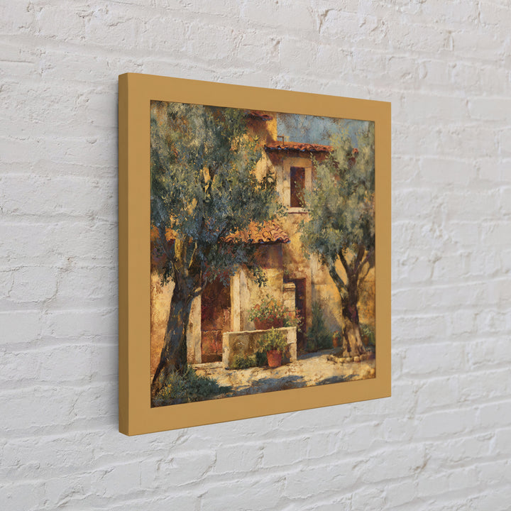 Sunlit Provence Olive Grove Framed Canvas Print, French Country Art, Eclectic Wall Art, Farmhouse Decor, Fine Art, Country, FCA-1x1-53