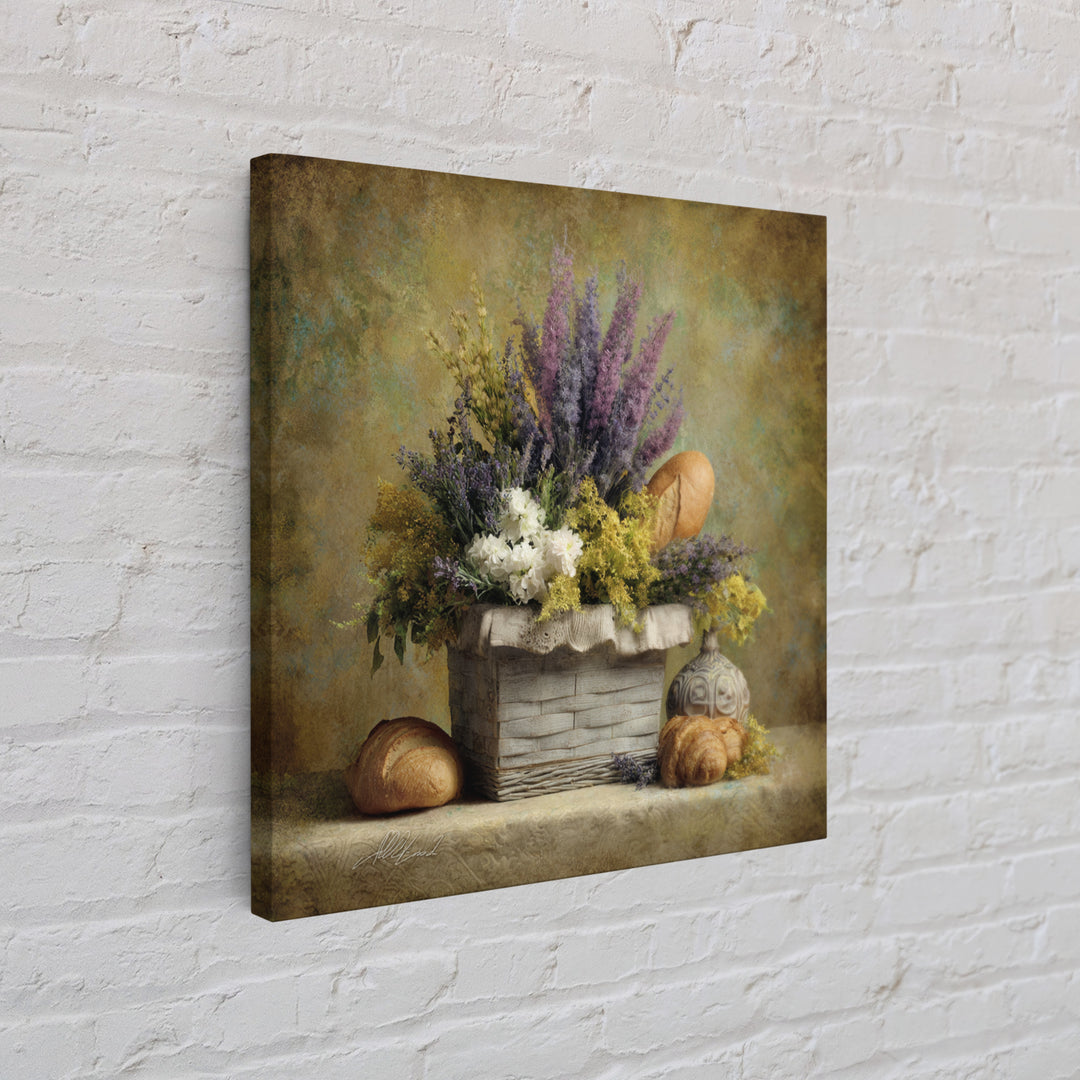 French Market Basket Canvas Print, French Country Art, French Country, Farmhouse Decor, Fine Art, Country, Statement Artwork, FCA-1x1-55