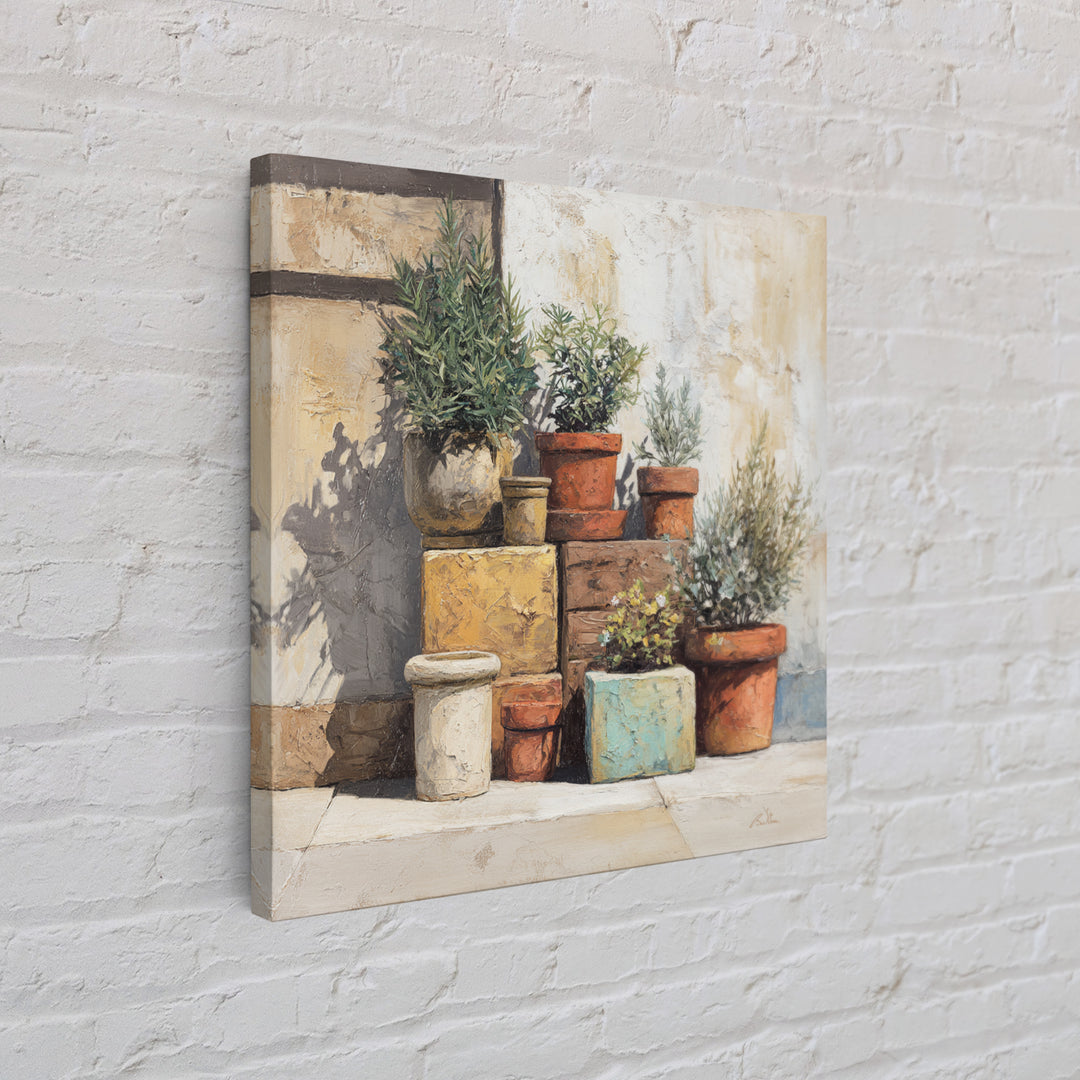 Terra Cotta Pots Canvas Print, French Country Art, Farmhouse Wall Art, Farmhouse Decor, Fine Art, Country, Boho Decor, FCA-1x1-59
