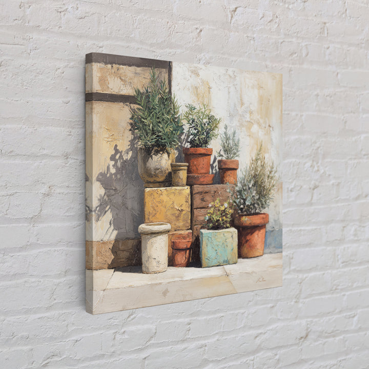 Terra Cotta Pots Canvas Print, French Country Art, Farmhouse Wall Art, Farmhouse Decor, Fine Art, Country, Boho Decor, FCA-1x1-59
