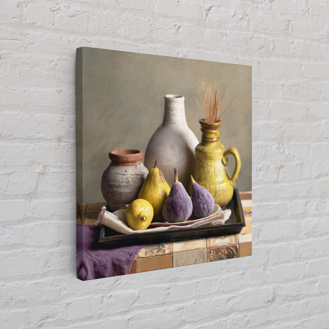 Figs on Ceramic Plate Framed Canvas Print, French Country Art, Farmhouse Wall Decor, Farmhouse Decor, Abstract Art, Country, FCA-1x1-64