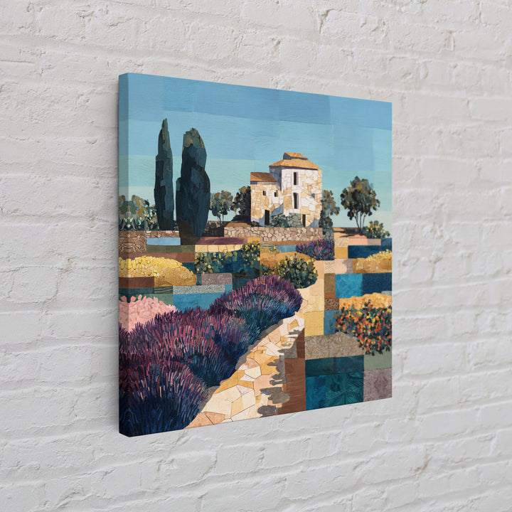 Lavender Field with Distant Stone Farmhouse Canvas Print, French Country Art, Downloadable Art, Farmhouse Decor, Country, FCA-1x1-73