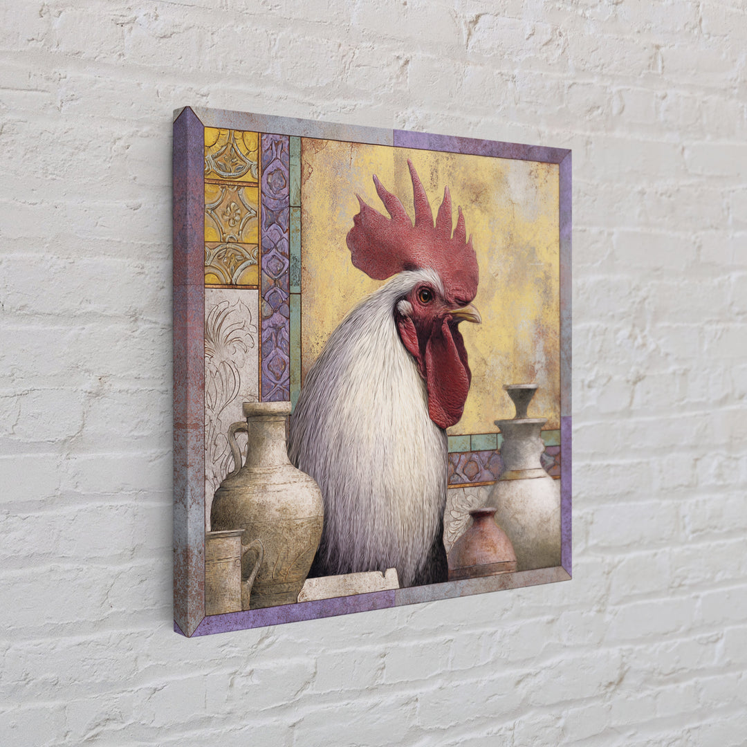 Rooster Portrait in Rustic French Palette Canvas Print, French Country Art, Eclectic Wall Art, Farmhouse Decor, Country, FCA-1x1-74