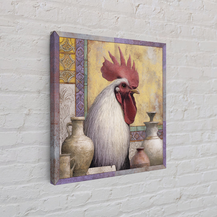 Rooster Portrait in Rustic French Palette Canvas Print, French Country Art, Eclectic Wall Art, Farmhouse Decor, Country, FCA-1x1-74