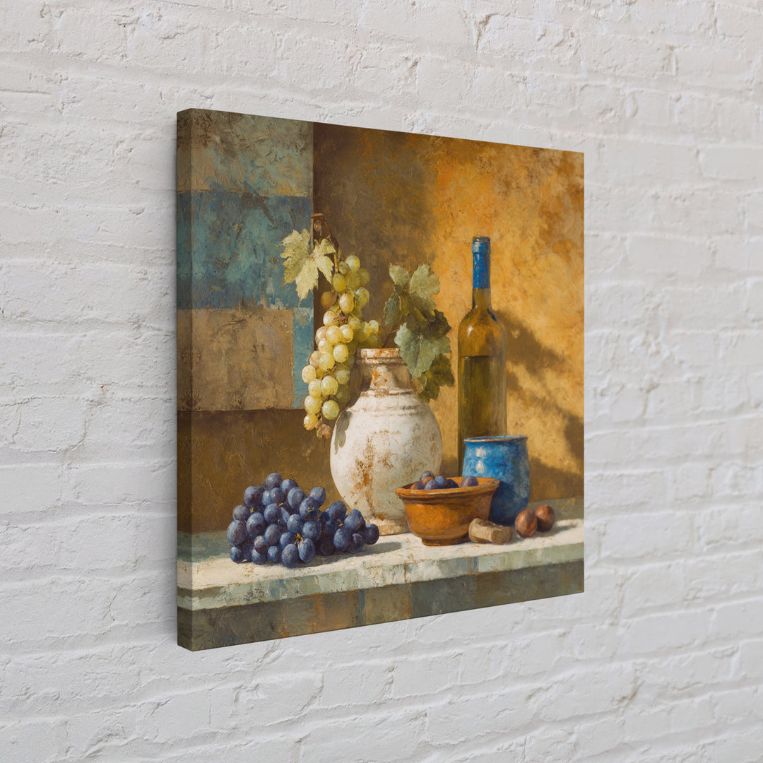 Grapes and Wine Still Life Canvas Print, French Country Art, Digital Download Art, Farmhouse Decor, Fine Art, Country, FCA-1x1-81